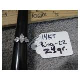 14 KT GOLD CZ RING -- 2.4g - 6 3//4