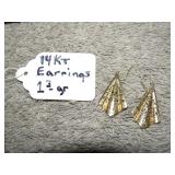 14 KT GOLD EARRINGS -- 1.3g
