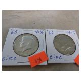 65 & 66 40% SILVER KENNEDY HALF DOLLAR COINS