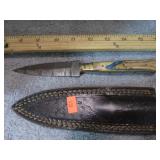 CUSTOM DAMASCUS BLADE DAGGER KNIFE W/ SHEATH