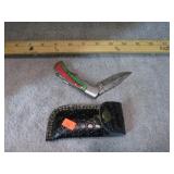 CUSTOM DAMASCUS LOCK BLADE KNIFE W/ SHEATH