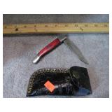 CUSTOM DAMASCUS BLADE FOLDING KNIFE W/ SHEATH