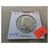 1964 90% SILVER KENNEDY HALF DOLLAR COINS