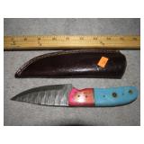 CUSTOM DAMASCUS BLADE KNIFE W/ SHEATH