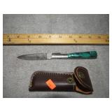 CUSTOM DAMASCUS BLADE POCKET KNIFE W/ SHEATH