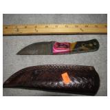 CUSTOM DAMASCUS BLADE KNIFE W/ SHEATH
