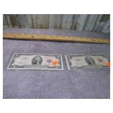 2-- RED SEAL $2 BILLS -- 53 & 63 SERIES