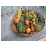 BASKET W/ ARTIFICIAL FRUIT & VEGETABLES