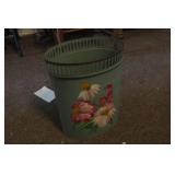 VINTAGE TOLE PAINTED WASTE BASKET