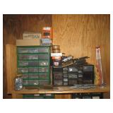 SHELF CONTENTS, BOLT BINS, SCREWS, MIG WIRE