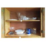2 CABINET SHELVES OF VINTAGE GLASSWARE