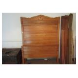 ANTIQIUE OAK HIGH BACK BED WITH RAILS