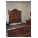 VERY ORNATE ANTIQUE OAK HIGH BACK BED