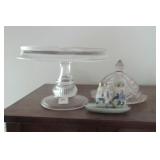CAKE STAND, BUTTER DISH, BLUE DELFT SHAKERS