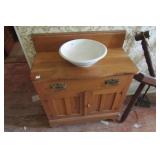 ANTIQUE OAK WASH STAND AND BOWL
