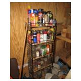 WIRE SHELF AND CONTENTS- OILS, CLEANERS, PAINT, HW