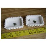 2 HOBNAIL FENTON ASHTRAYS