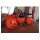BLOW MOLD PUMPKIN AND 2 PUMKIN HALLOWEEN BASKETS