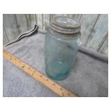 PAT 1858 BLUE GREEN MASON JAR