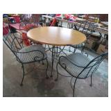 WROUGHT IRON TABLE AND CHAIRS