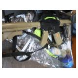 AIR SOFT AR, SHOTGUN, 3 PISTOLS & BB'S