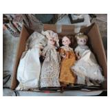 4 PORCELAIN DOLLS