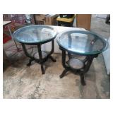 PAIR-- GLASSTOP END TABLES
