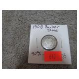 1908 BARBER DIME