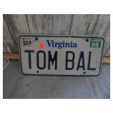 VA TOM BAL LICENSE PLATE