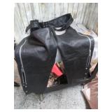 LEATHER BIKER CHAPS -- XS