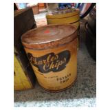 2-- CHARLES CHIPS TIN CANS