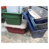 STACK OF STORAGE TUBS & LIDS