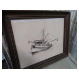 SIGNED GLYNN MOORE SHRIMP BOAT PRINT 92 of 5000