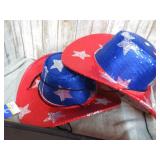 2-- RED, SILVER & BLUE WESTERN HATS