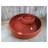 REDWARE CHIP & DIP BOWL