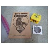 BOY SCOUT BOOK, MEDALLION & CLIP