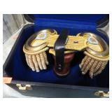 CIVIL WAR RE-ENACTORS OFFICER EPAULETS & CASE