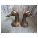 BRASS DUCK HEAD BOOKENDS