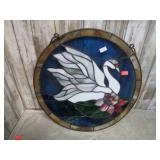 STAINED GLASS SWAN SUN CATCHER
