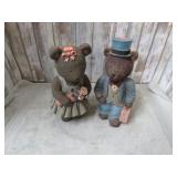 RESIN BEAR BRIDE & GROOM FIGURES