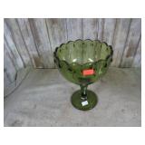 GREEN GLASS COMPOTE