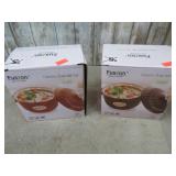 FOUR COURMET SOUP BOWLS W/ LIDS