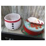 CHRISTMAS PLATTERS, TIN & BASKET