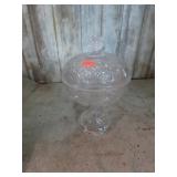 PRESSED GLASS COMPOTE W/ LID