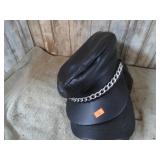 2-- LEATHER BALL CAPS & ONE PLEATHER BIKER HAT