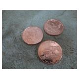 3-- .999 FINE COPPER MEDALLIONS