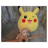 BEANIE BABY MONKEY & SQUISHMALLOW POKEMON PIKACHU