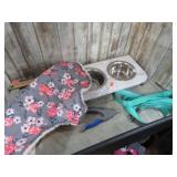 DOG BOWLS, COAT, LEASH & NAIL CLIPPERS