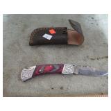 CUSTOM DAMASCUS LOCK BLADE KNIFE