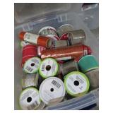 ASSORTED RIBBON & STORAGE TUB W/ LID